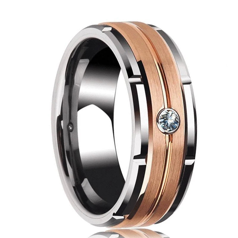 Fashion Black Tungsten Wedding Celtic Dragon Rings For Men Inlaid Green Zircon Punk Men Stainless Steel Green Carbon Fibre Ring