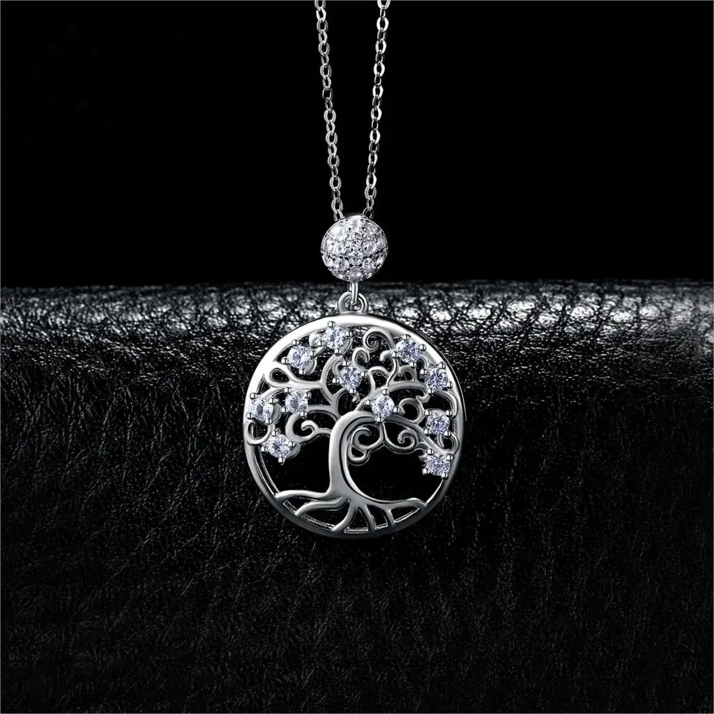 JewelryPalace Life Tree Created Blue Spinel 925 Sterling Silver Pendant Necklace Fashion Statement Gemstone Choker Without Chain