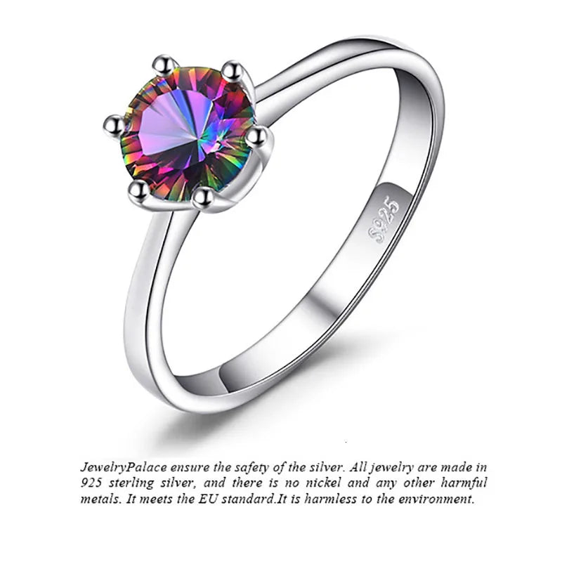 Cellacity Genuine Rainbow Mystic Topaz Ring 925 Sterling Silver Rings for Women Engagement Ring Silver 925 Gemstones Jewelry