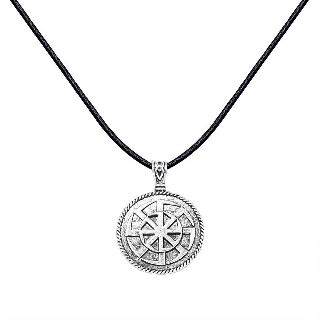Slavic Kolovrat Wheel Amulet Pagan Pendant Necklace Viking Runes Star Of Russia Pentagram Talisman Vintage Jewelry Necklace