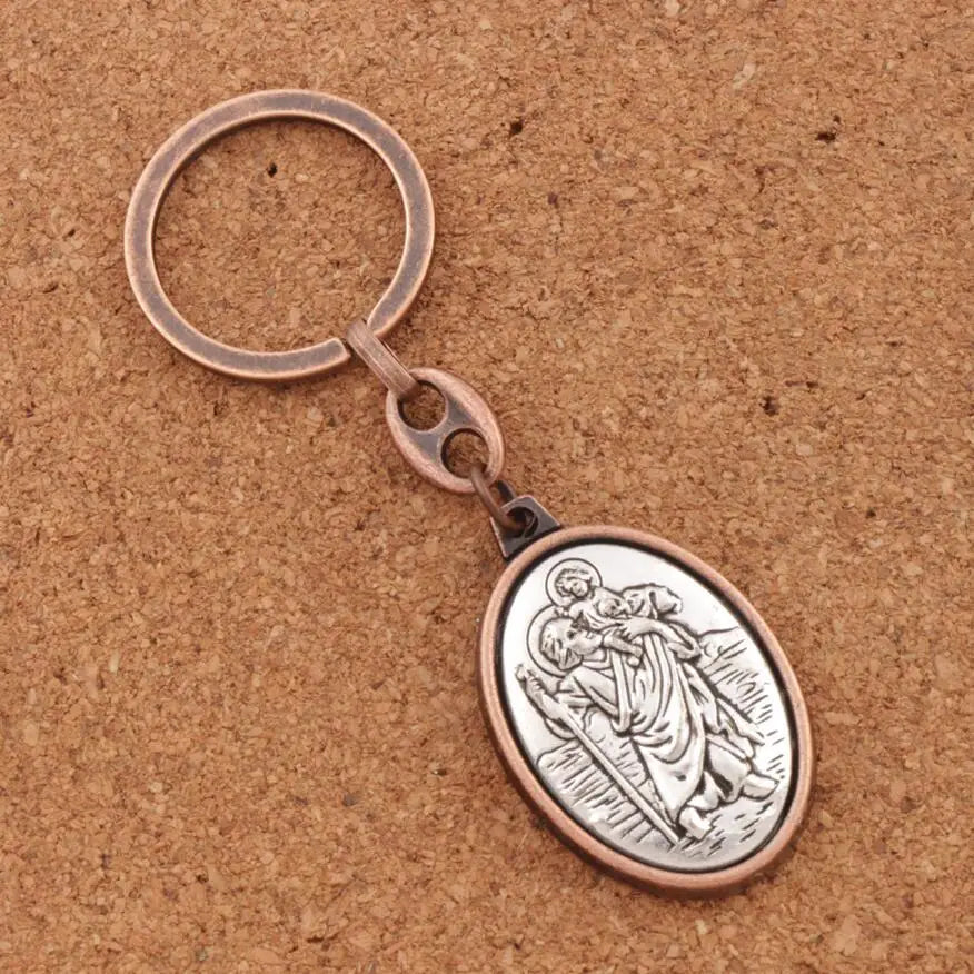 1Pcs St. Christopher Medal Keychain Patron Saint Of Travelers and Motorists 2Inches Large Auto Car Protection Key Ring K1741 SCS