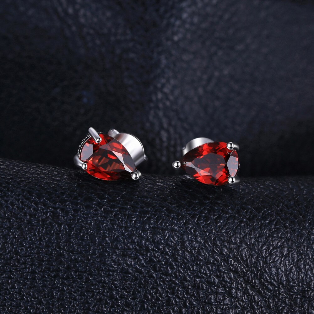 JewelryPalace 1.8ct Genuine Garnet 925 Sterling Silver Stud Earrings for Women Red Gemstone Fine Jewelry Birthstone Wedding Gift