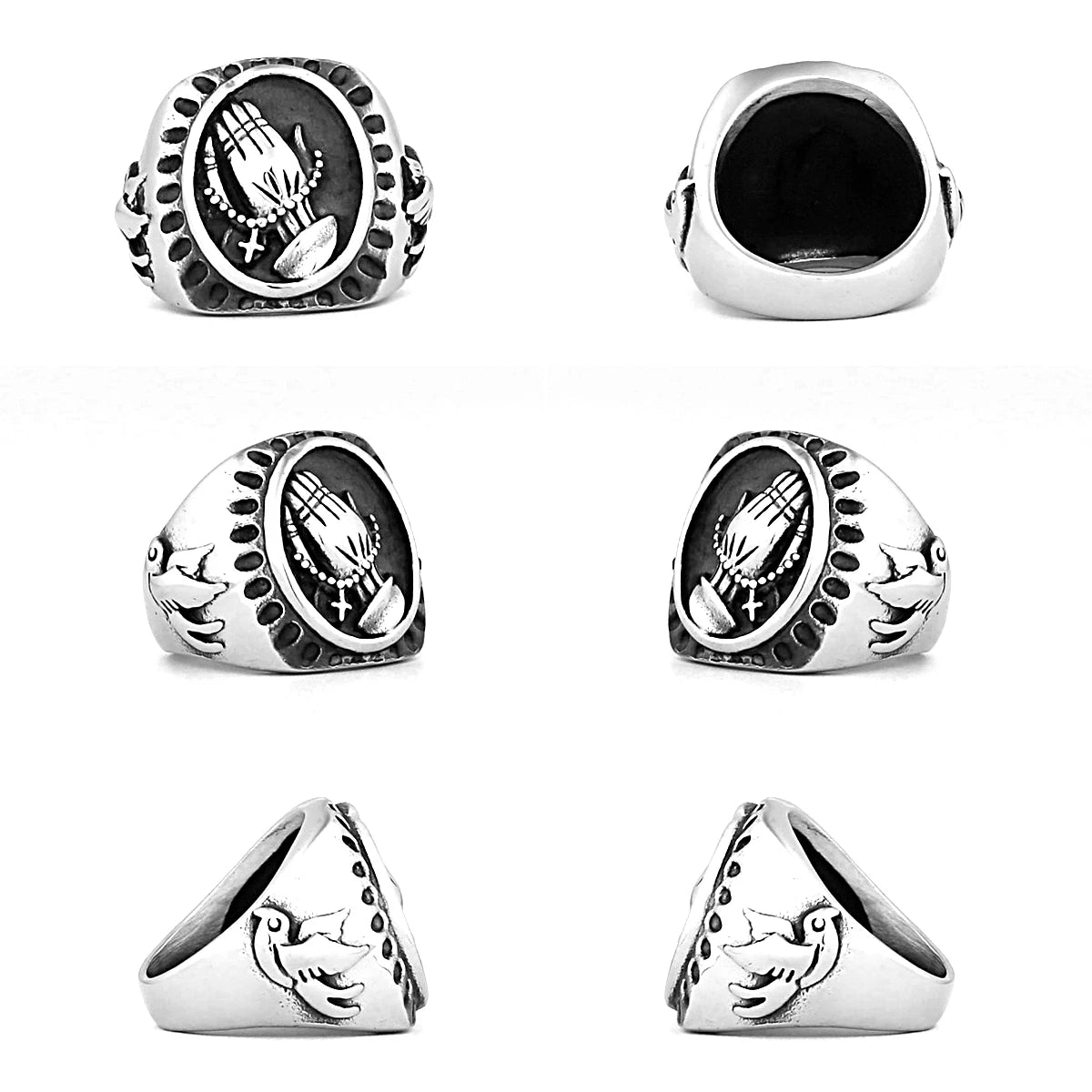 Stainless Steel Catholic Christian Cross Faith Amulet Ring Women Men Unisex Ring Multi Style Finger Jewelry Creative Gift