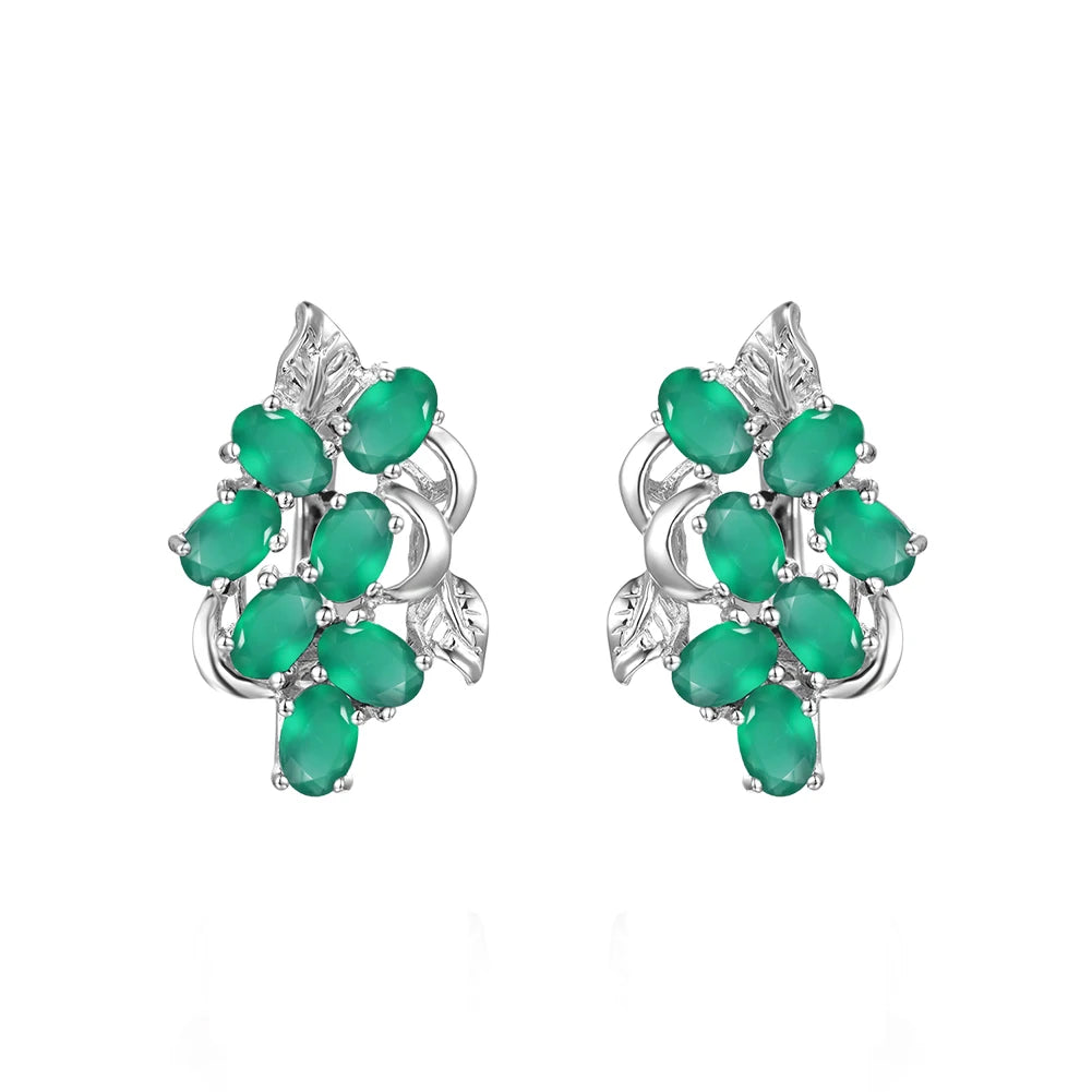 Gem's Beauty Drop Earrings For Women 925 Silver Sterling Birthstone Drop Earrings Modern Luxury Style Fine Jewelry Green Agate 925 Silver Sterling CHINA