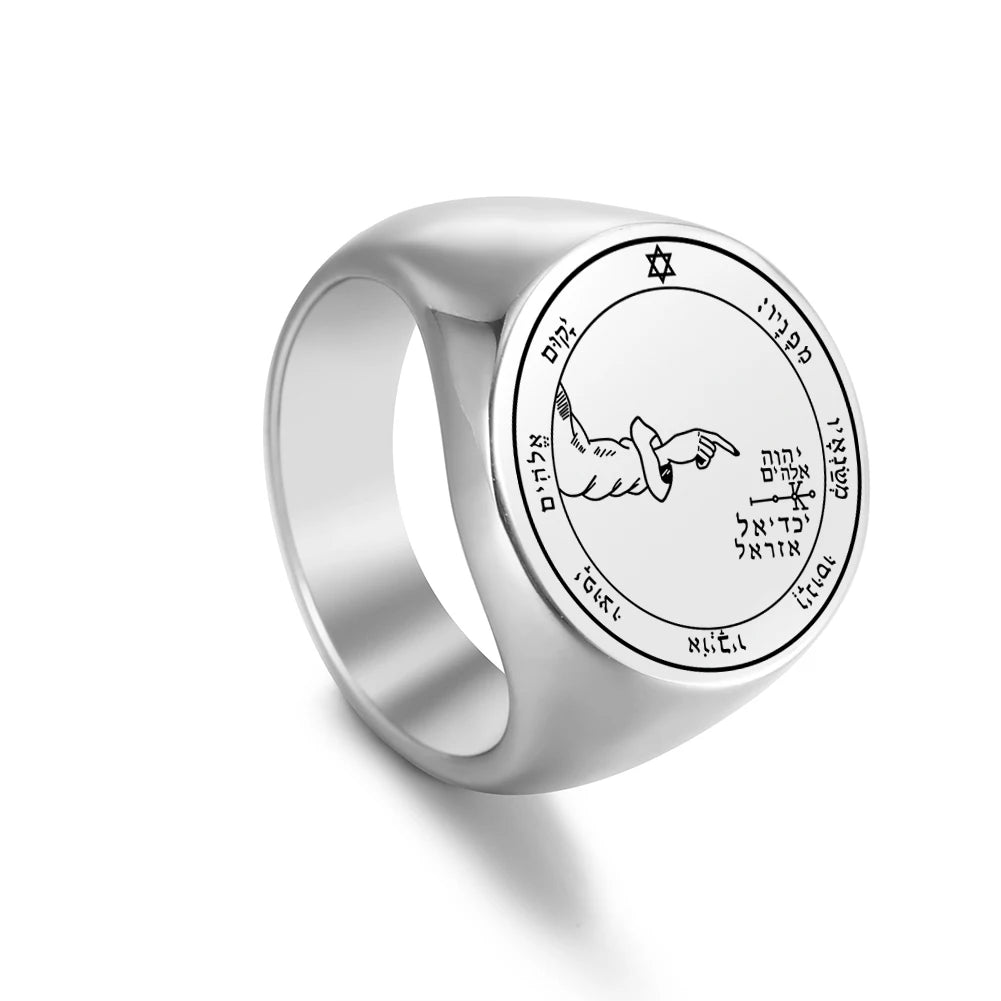 Dawapara Solomon Rings for Men Talisman Key of Solomon Amulet Punk Ring Stainless Steel Jewelry