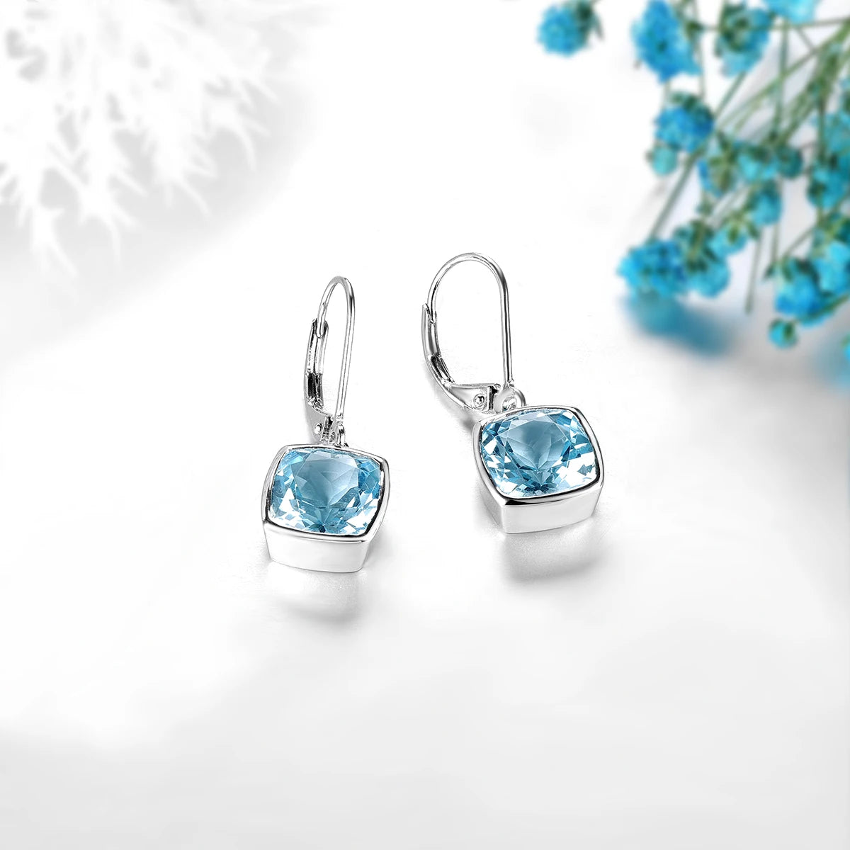 Natural Sky Blue Sterling Silver Drop Earring 5.4 Carats Genuine Topaz S925 Jewelry Simple Classic Style Party Anniversary