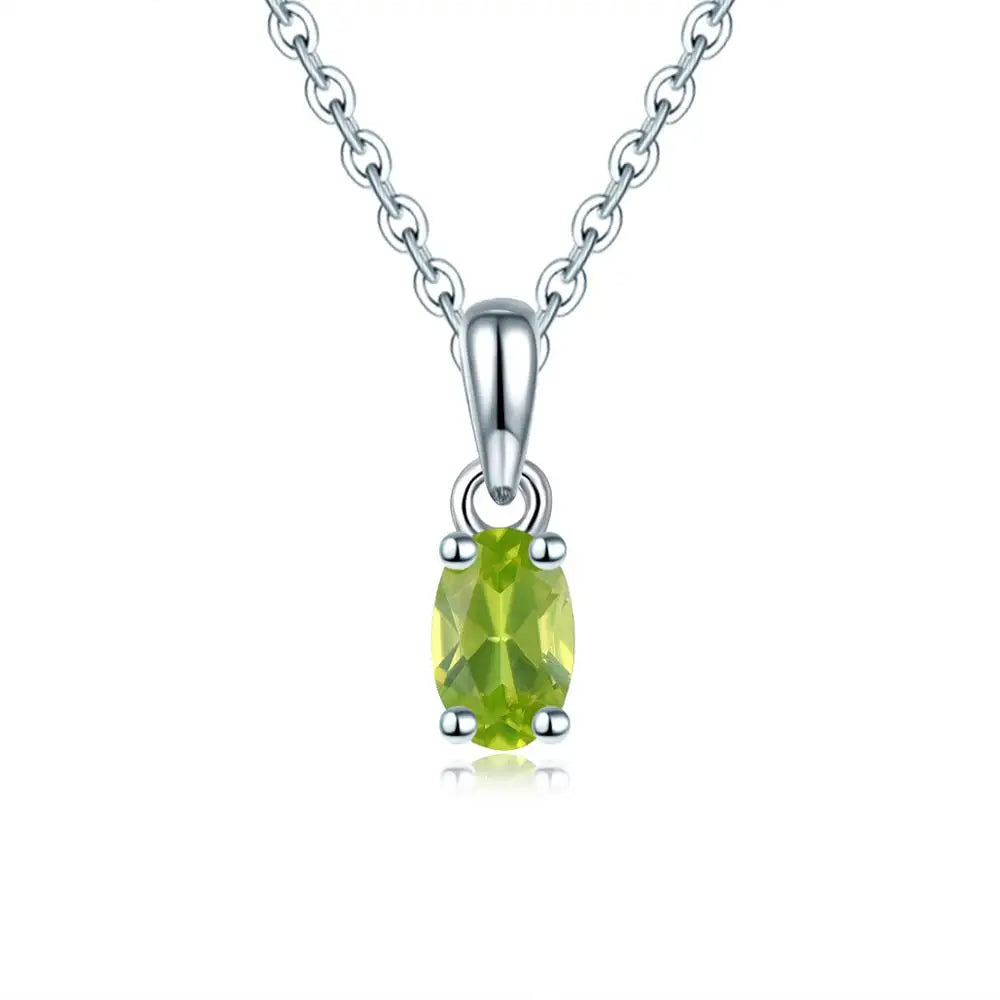 Hutang Citrine 925 Silver Pendant Oval 6x4mm Real Yellow Gemstone Solid 925 Sterling Silver Chain Fine Simple Jewelry for Women Peridot