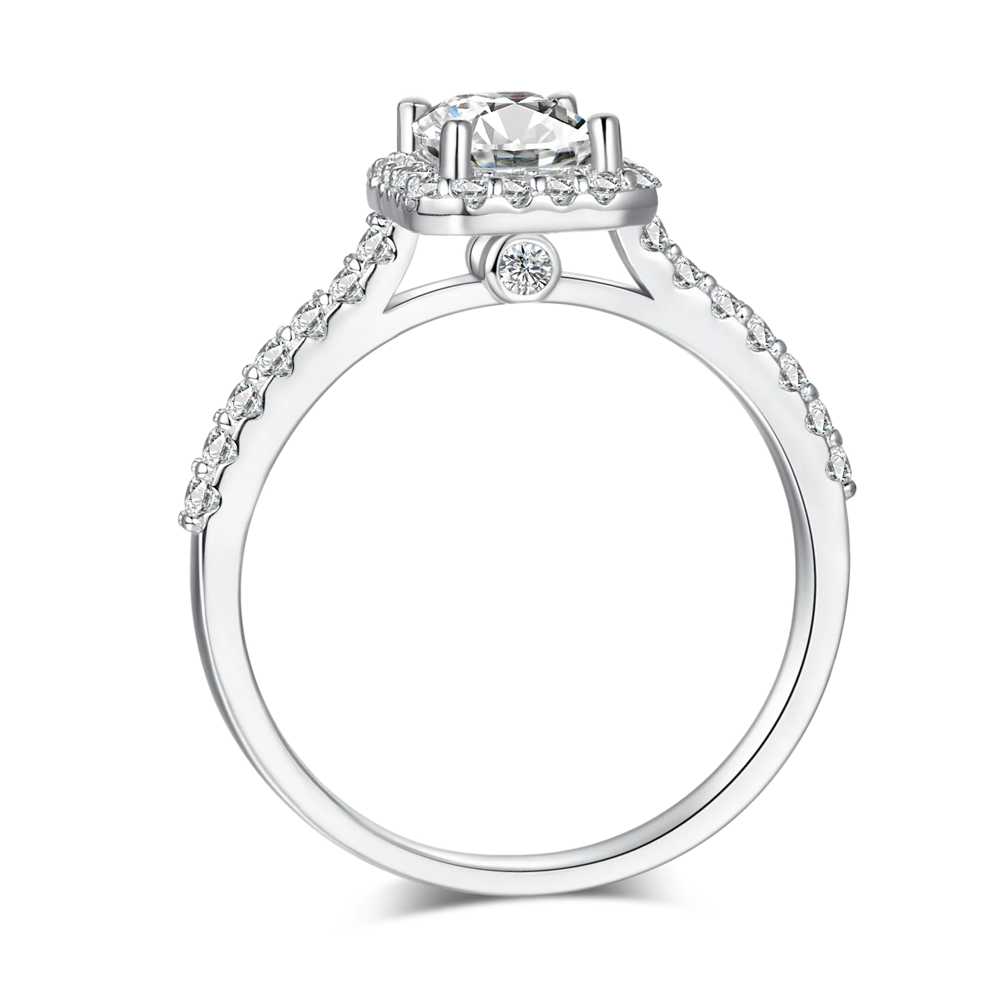 GEM'S BALLET Moissanite Rings 1.0Ct 5*7mm Emerald Cut Halo Moissanite Engagemeng 925 Sterling Silver Wedding Ring For Women