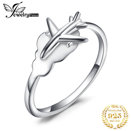 JewelryPalace Airplane 925 Sterling Silver Ring Open Adjustable Stackable Fashion Rings for Women Yellow Gold Rose Gold Plated CHINA