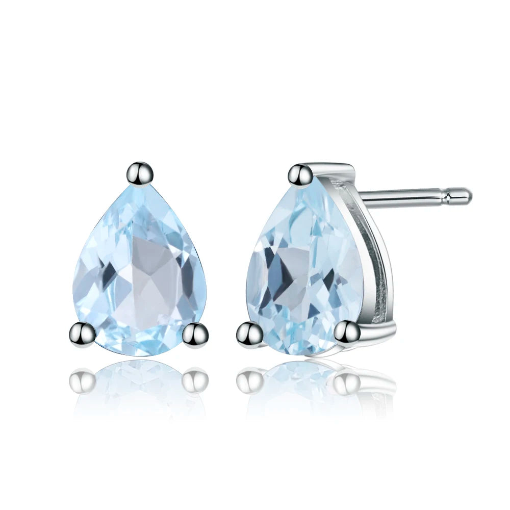 Gem's Ballet 6*8mm 2.74Ct Natural Red Garnet Gemstone Stud Earrings Genuine 925 Sterling Silver Fashion Jewelry for Women Sky Blue Topaz CHINA