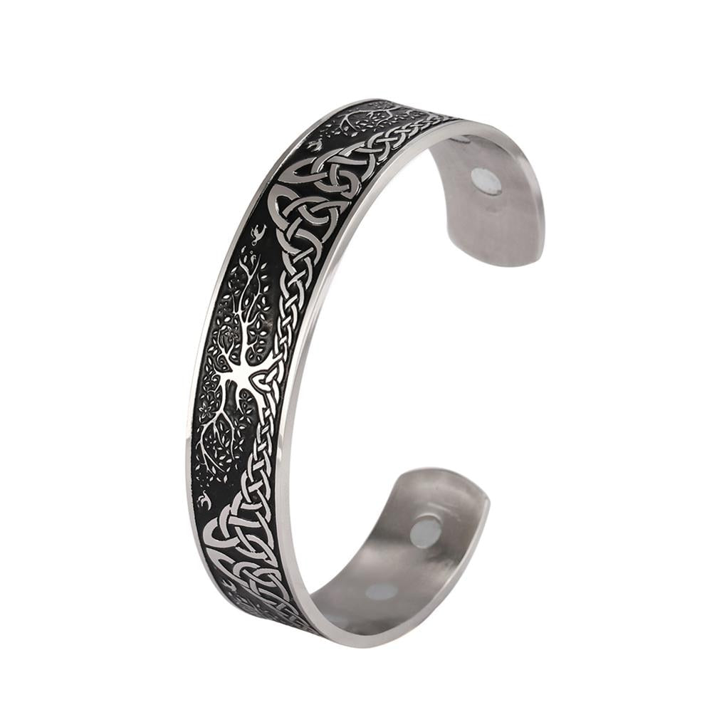Skyrim Vintage Tree of Life Bracelet Viking Cuff Bangle Stainless Steel Zinc Alloy Magnetic Bangles Jewelry Gift for Men Women Stainless Steel 2 CHINA