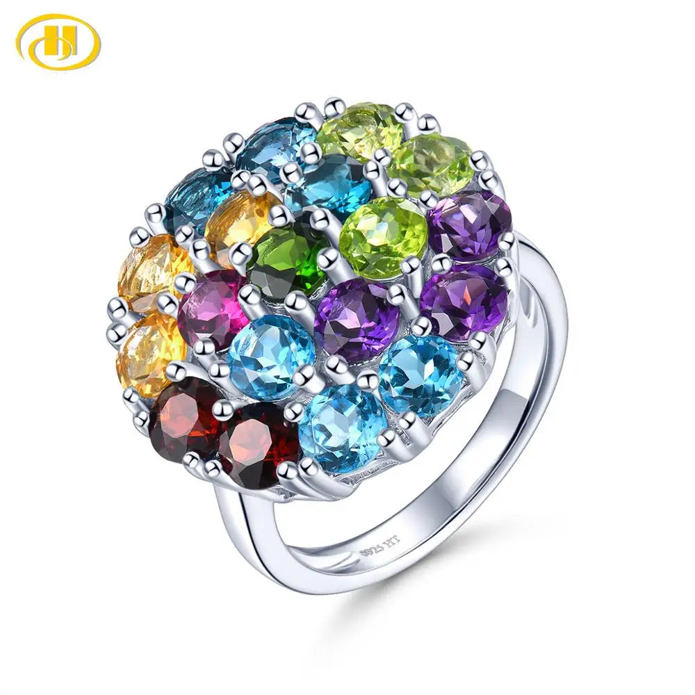 Natural Colorful Gemstone 925 Sterling Silver Rings Natural Gemstone Colorful Elegant Style Fine Jewelry Women Wedding Rings Natural Gemstones