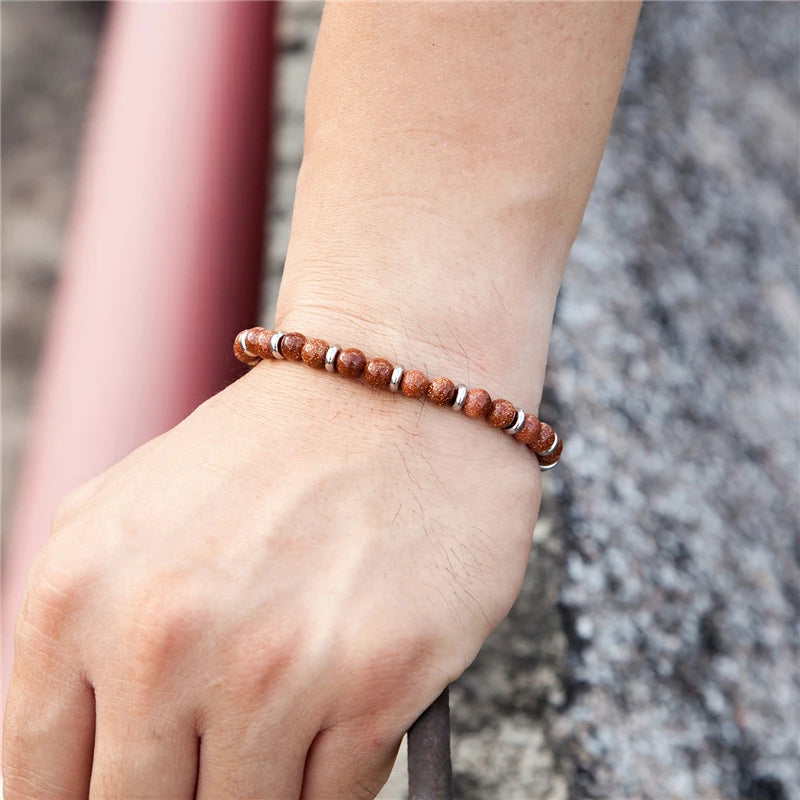 6mm Tiger Eye Beads Strand Bracelets Men Women Charm Stainless steel Chain Colorful Natural Stone Bracelet Male Jewelry Gift New
