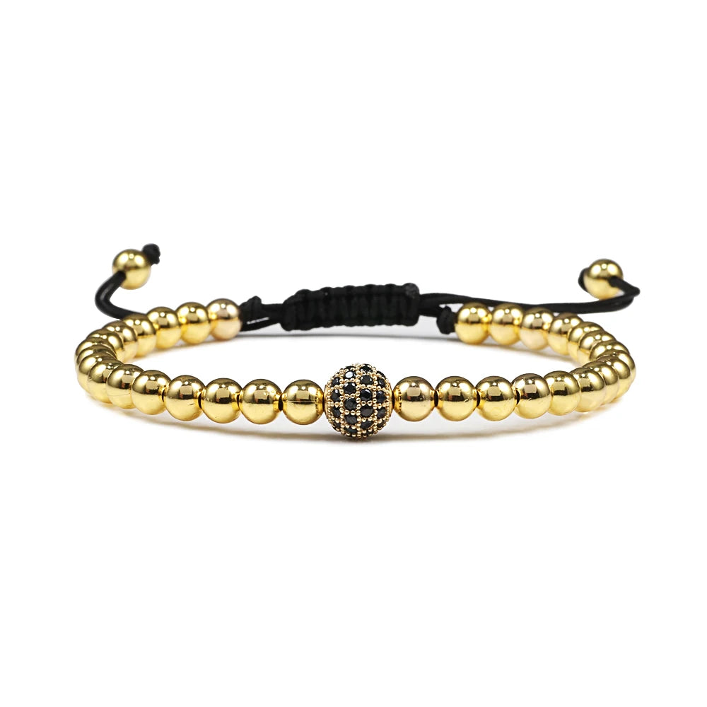 New Couple Bead Bracelet Micro CZ Crown Braided Bracelets For Men Women Adjustable Bangles His Hers Hand Jewelry Lover DIY Gifts
