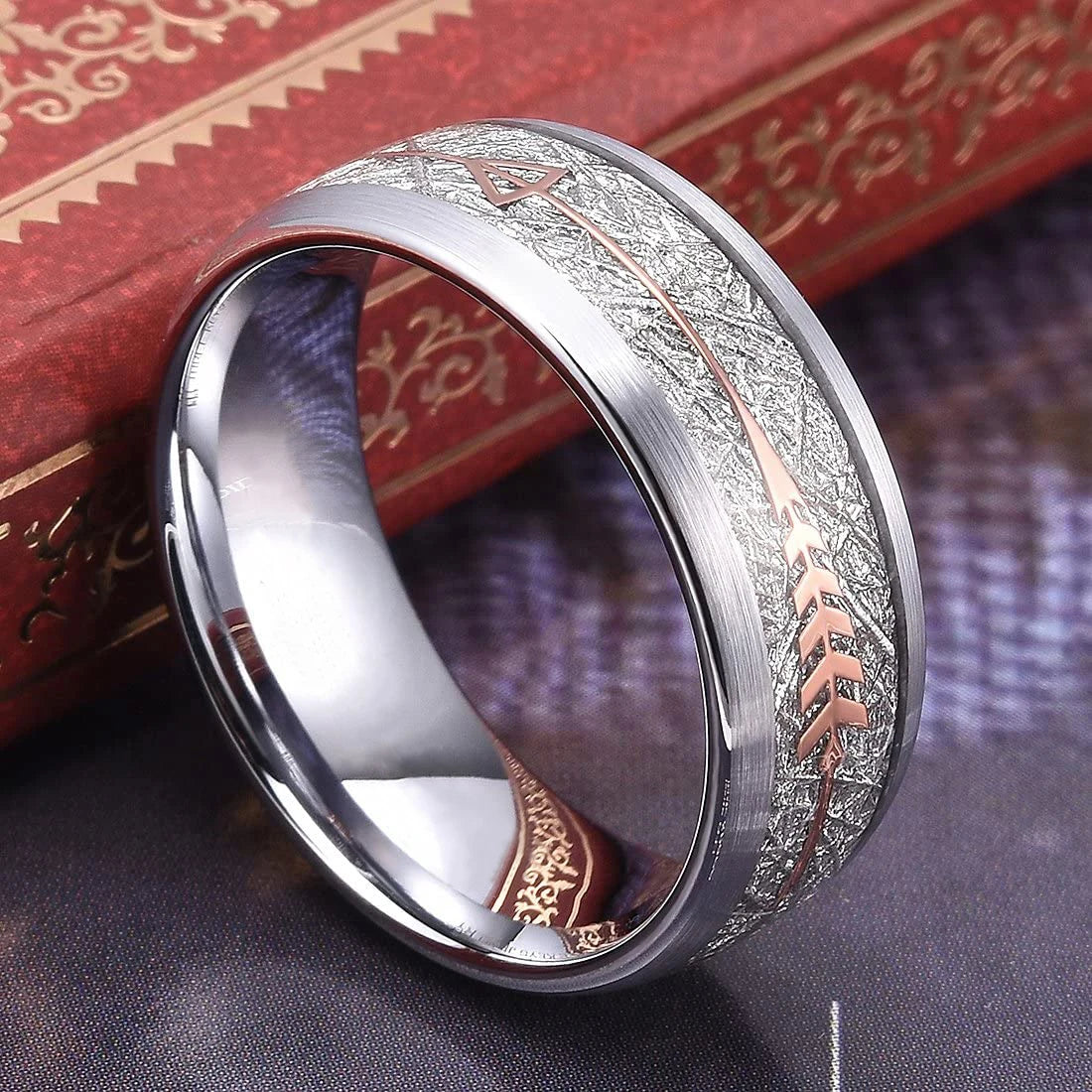 Fashion 8MM Rose Gold Color Stainless Steel Rings For Men Women Colorful Abalone Shell  Inlaid Men Rings Wedding Party Jewelry