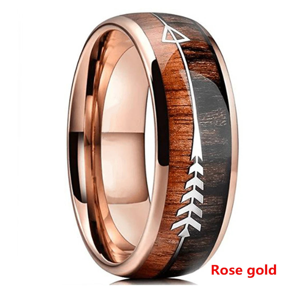 Fashion 8MM Rose Gold Color Stainless Steel Rings For Men Women Colorful Abalone Shell  Inlaid Men Rings Wedding Party Jewelry