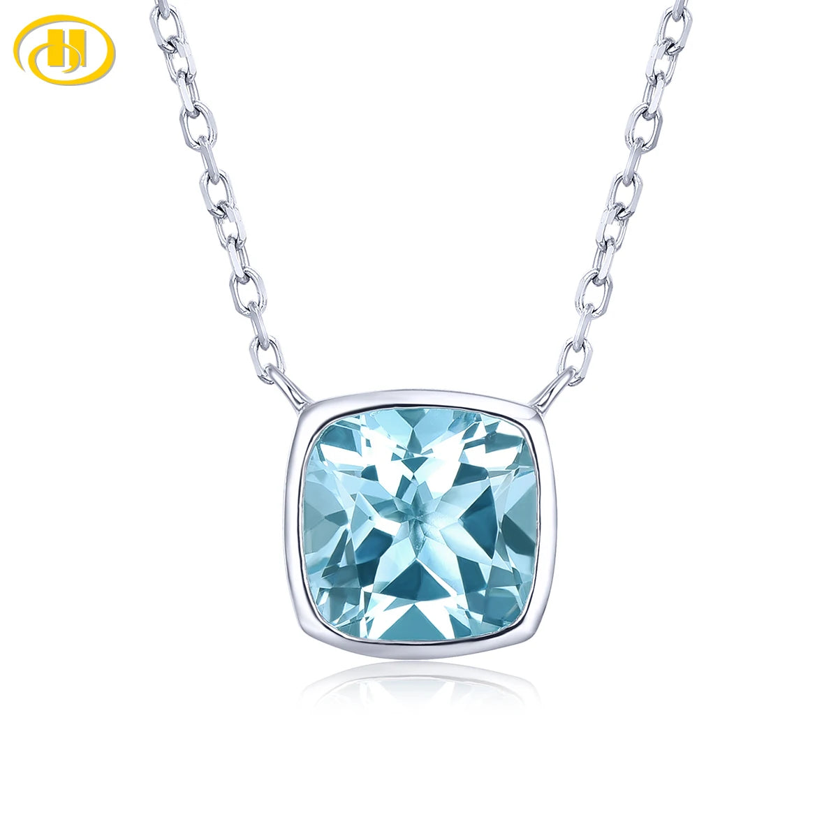 Natural Sky Blue Topaz Sterling Silver Necklace Women Exquisite Jewelry 2.7 Carats Genuine Topaz Gemstone Romantic Styles Default Title