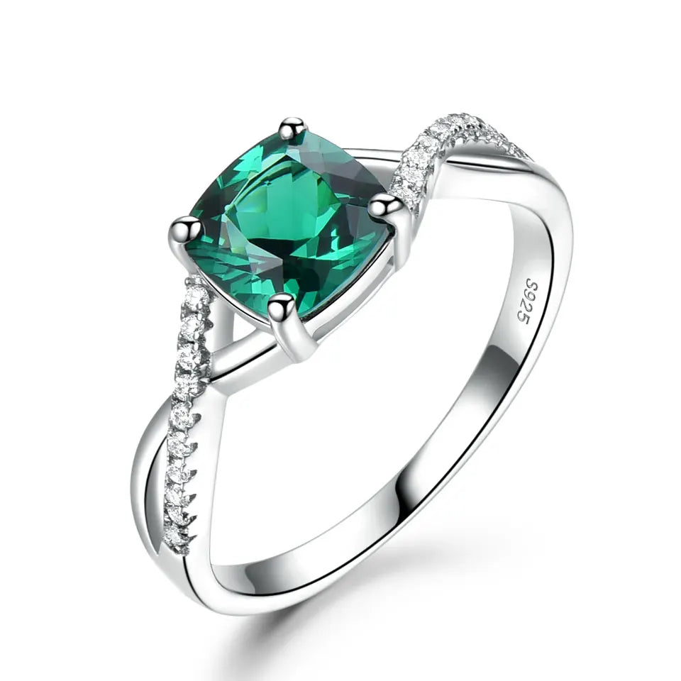 UMCHO Emerald Gemstone Rings for Women Solid 925 Sterling Silver Ring Silver Wedding Engagement Band Romantic Fine Jewelry Gift Emerald ring