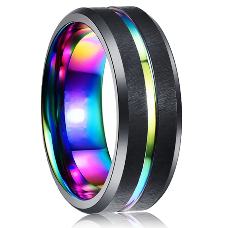 48 styles Fashion 8mm Celtic Dragon Stainless Steel Ring For Men Women Inlay carbon fibre Wedding Band Jewelry Anniversary Gifts