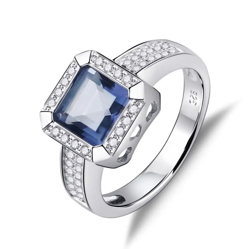 Gem's Ballet 2.2Ct Natural Iolite Blue Mystic Quartz Gemstone Vintage Rings Solid 925 Sterling Silver Fine Jewelry For Women Mystic Quartz CHINA