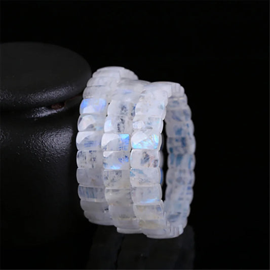 9mm Natural Blue Light Moonstone Bracelet Jewelry For Women Lady Man Gift Stretch Crystal Love Beads Stone Strand AAAAA Default Title