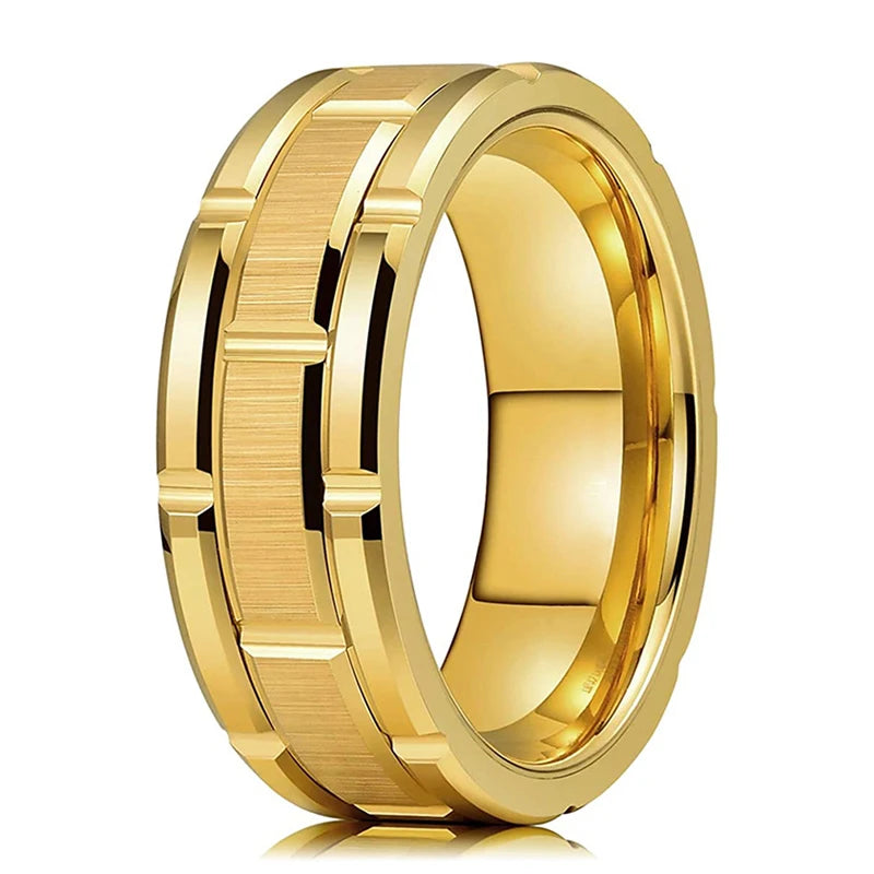 Fashion 8mm Black Polished Finish Tungsten Wedding Ring For Men Inlaid Zirconia Stainless Steel Engagement Ring Men Wedding Band