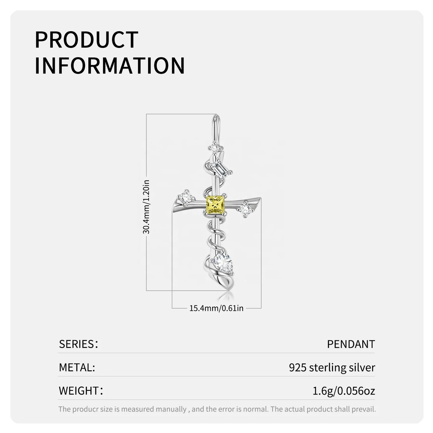 Zircon Cross Pendants for Necklace Authentic 925 Sterling Silver Necklaces Jewelry with Shiny Zircon Fashion Women Jewelry Gift