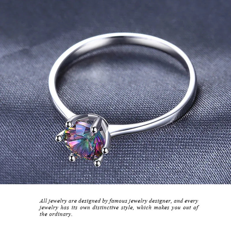 Cellacity Genuine Rainbow Mystic Topaz Ring 925 Sterling Silver Rings for Women Engagement Ring Silver 925 Gemstones Jewelry