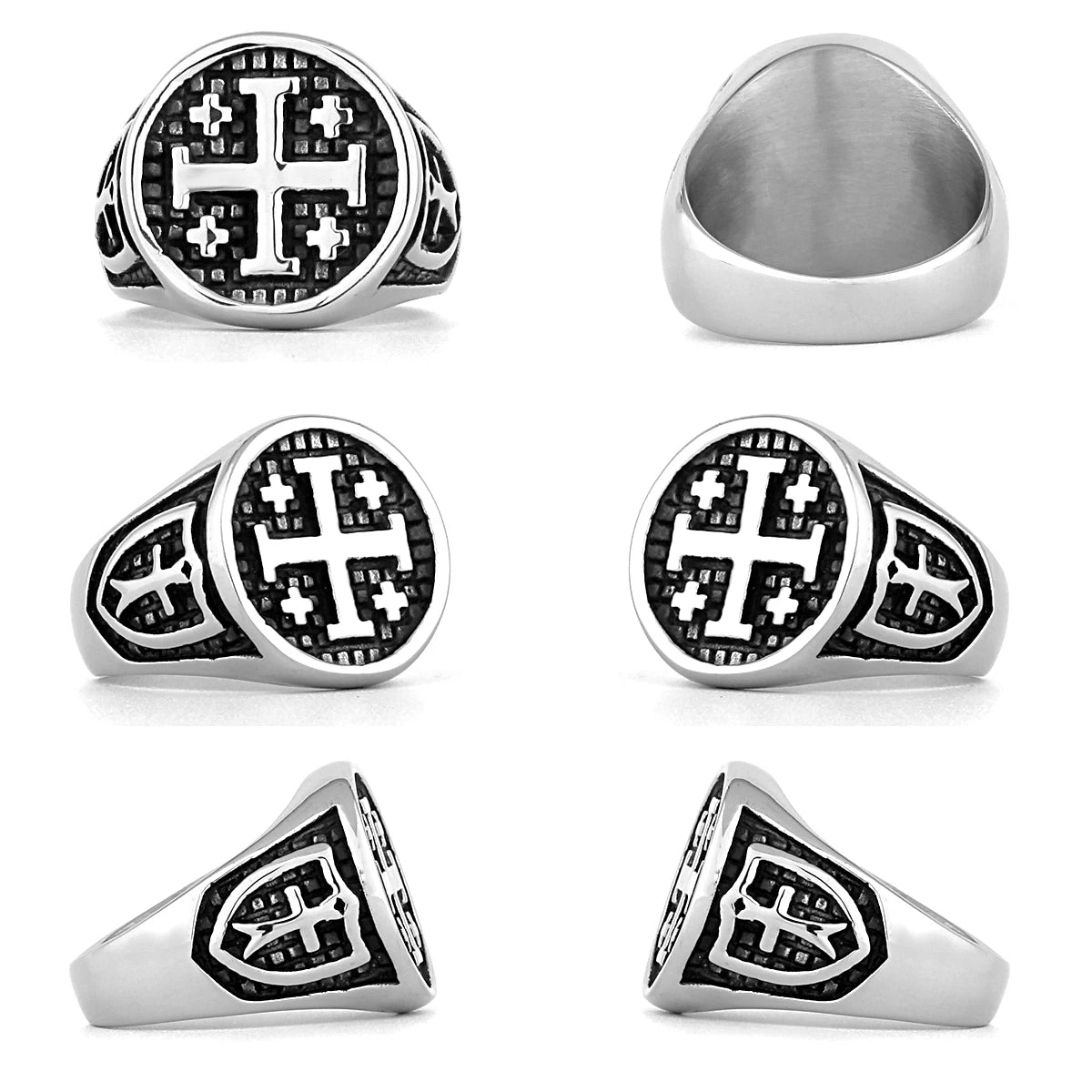 Stainless Steel Catholic Christian Cross Faith Amulet Ring Women Men Unisex Ring Multi Style Finger Jewelry Creative Gift