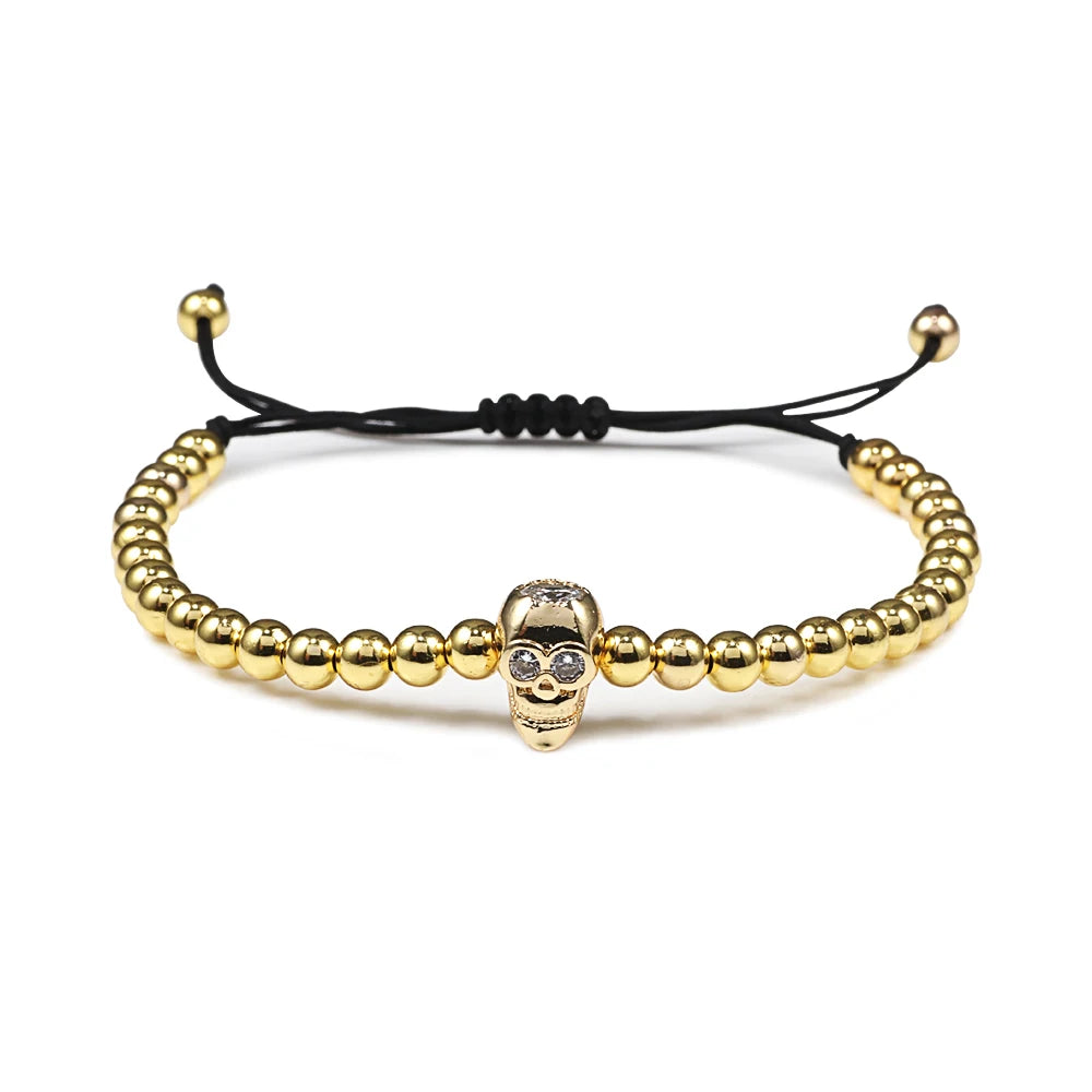 New Couple Bead Bracelet Micro CZ Crown Braided Bracelets For Men Women Adjustable Bangles His Hers Hand Jewelry Lover DIY Gifts