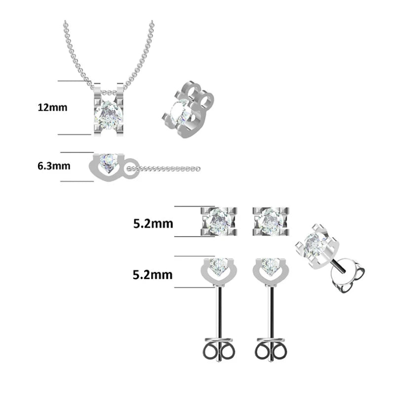 GEM'S BALLET Jewelry Set 925 Sterling Silver Moissanite Jewelry Women Round Shape Jewelry Earrings Pendant Moissanite Diamond