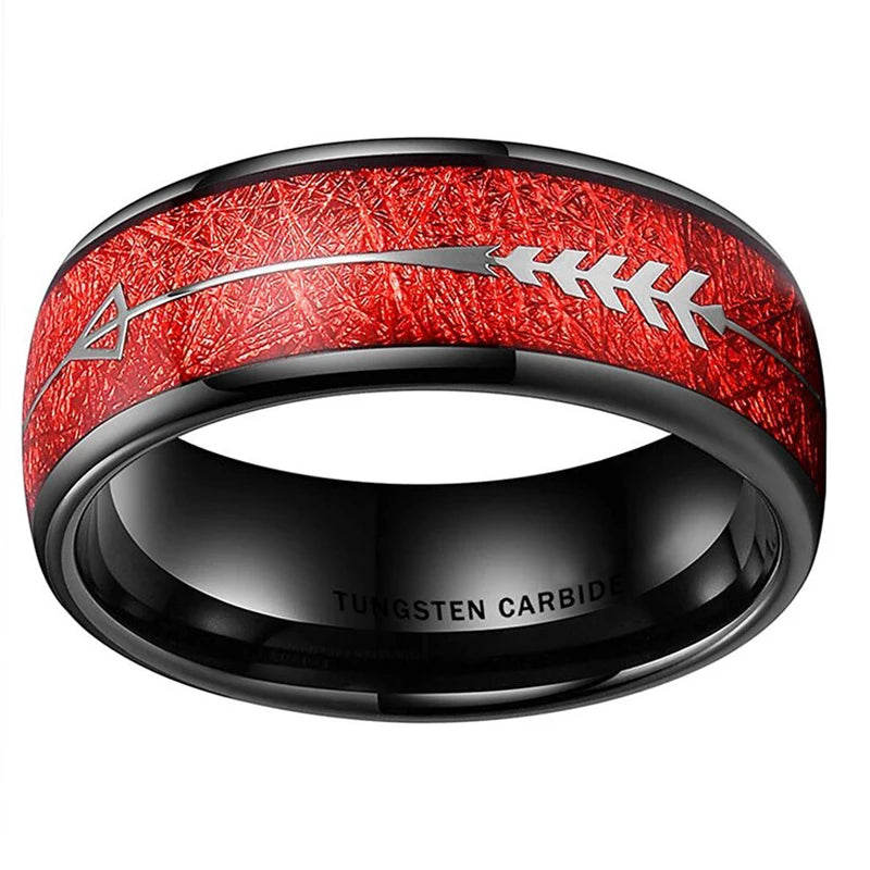 2025 Trendy 8mm Black Titanium Wedding Stainless Steel Rings For Men Inlay Colorful Abalone Shell Ring Men Wedding Band Jewelry