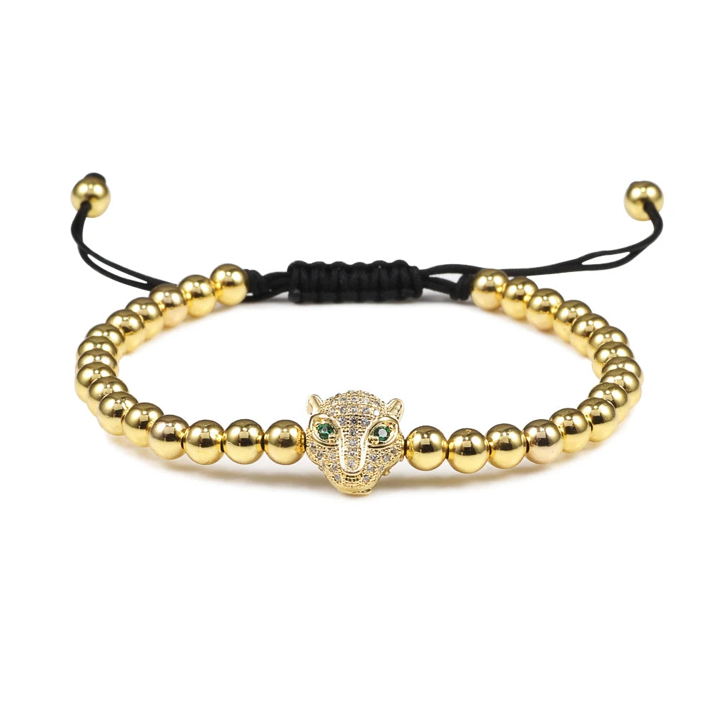 New Couple Bead Bracelet Micro CZ Crown Braided Bracelets For Men Women Adjustable Bangles His Hers Hand Jewelry Lover DIY Gifts