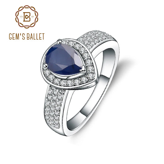 Gem's Ballet 1.29Ct Oval Natural Blue Sapphire Gemstone Wedding For Women 925 Sterling Silver 585 14K 10K 18K Gold Weddings Ring