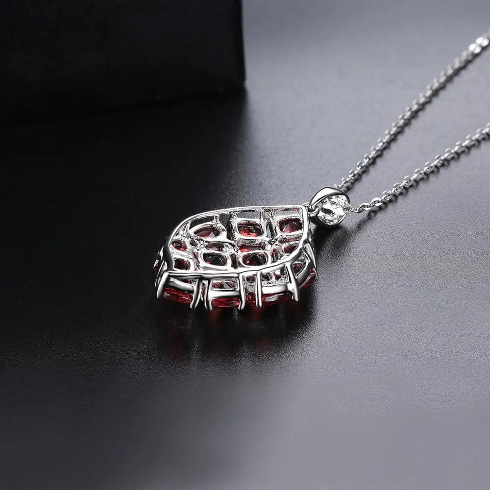 Natural Red Garnet Silver Pendants for Women S925 Jewelry 8.7 Carats Natural Garnet Romantic Design for Women Christmas Gifts