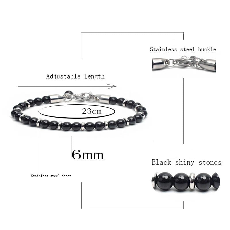 6mm Tiger Eye Beads Strand Bracelets Men Women Charm Stainless steel Chain Colorful Natural Stone Bracelet Male Jewelry Gift New