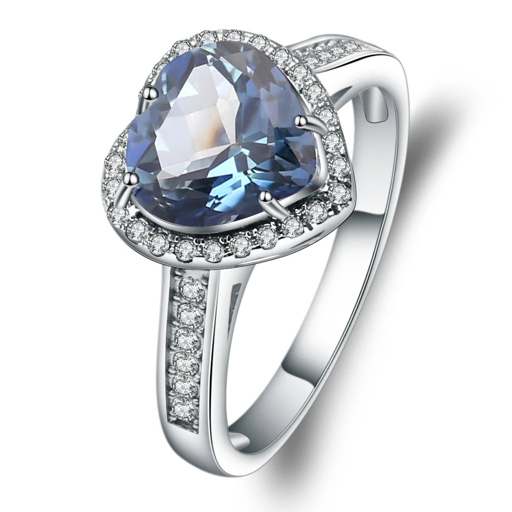GEM'S BALLET 925 Sterling Silver Heart Shape 2.47Ct Natural Iolite Blue Mystic Quartz Gemstone Rings For Women Fine Jewelry Mystic Quartz CHINA