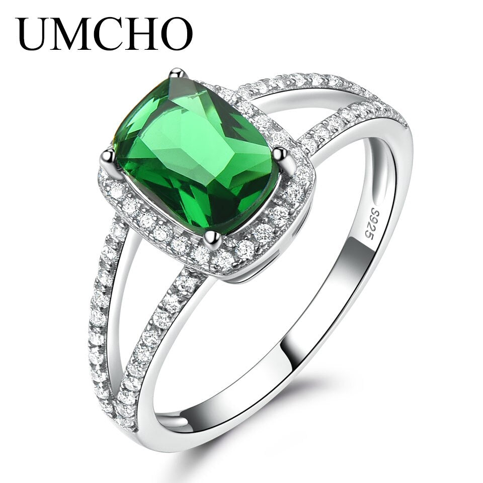 UMCHO Genuine Sterling Silver Rings For Women Engagement Nano Sky Blue Topaz Ring Silver 925 Gemstones Jewelry