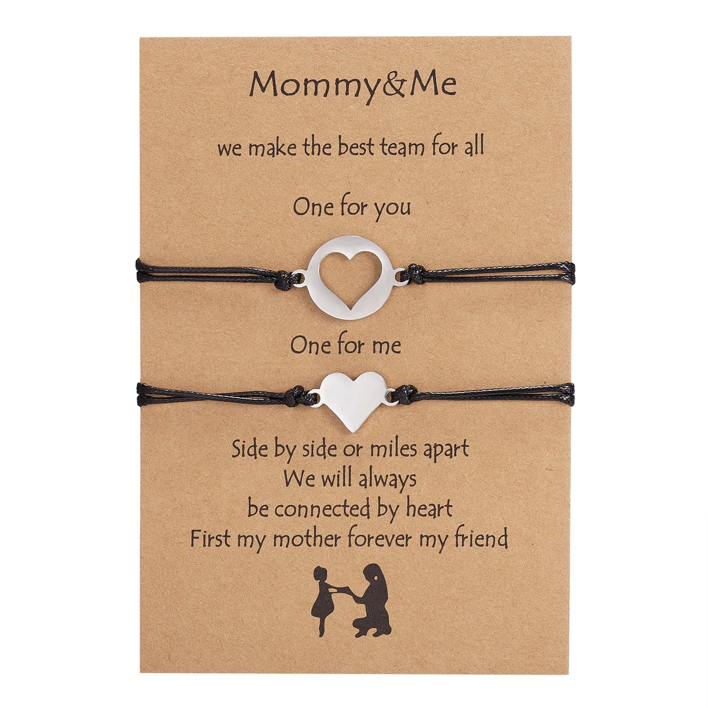 Family Friendship Couple Bracelet for Women Fashion Charm Adjustable Woven Rope Heart Butterfly Mom Sister Jewelry Lover Gifts