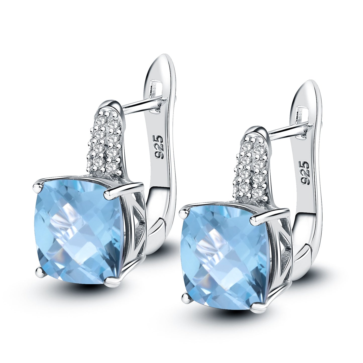 GEM'S BALLET 7.33Ct Natural Blueish Mystic Quartz 925 Sterling Silver Vintge Gemstone Stud Earrings for Women Fine Jewelry Sky Blue Topaz China