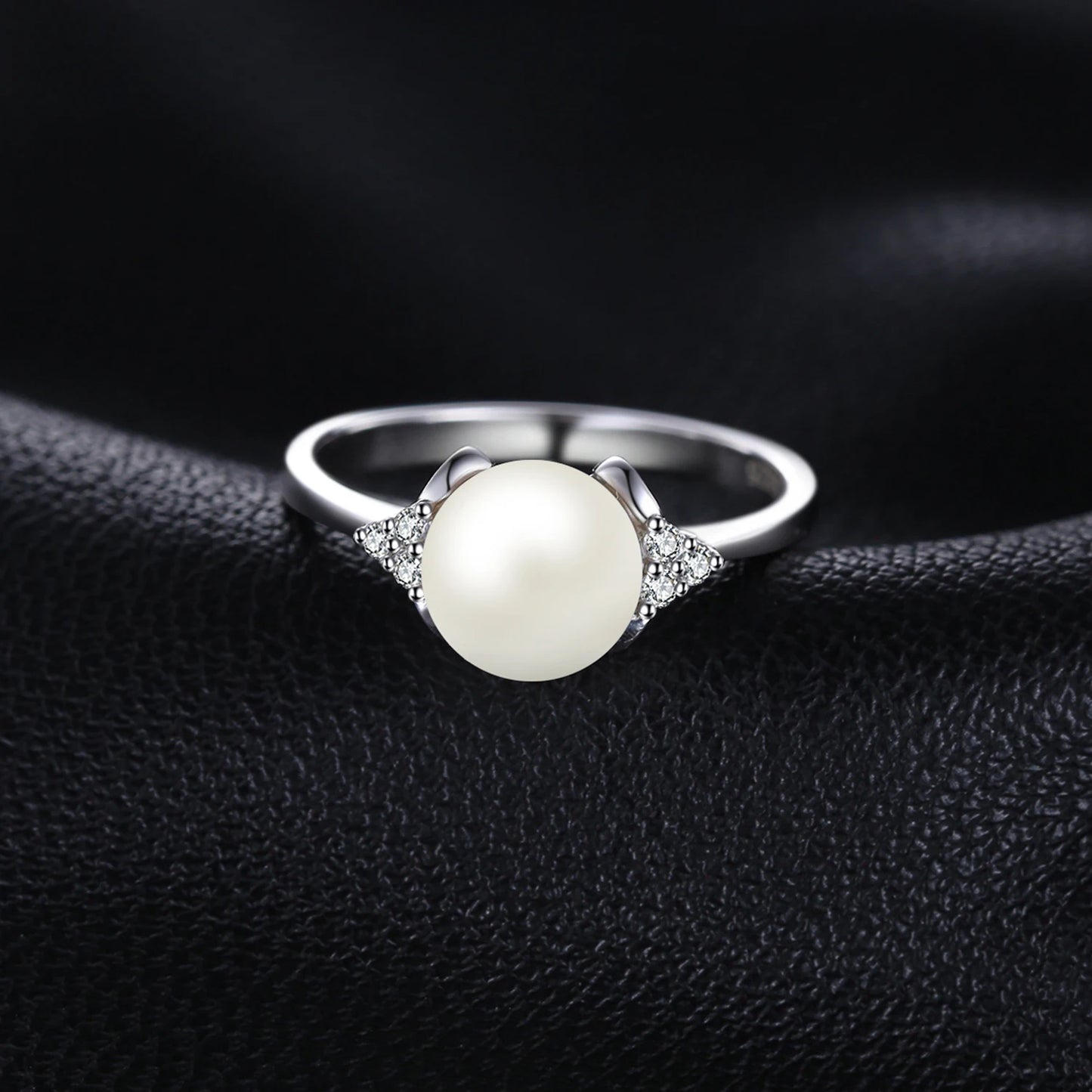 JewelryPalace 8mm White Shell Pearl 925 Sterling Silver Rings for Women Engagement Trendy Ring Fashion Gift Fine Jewelry