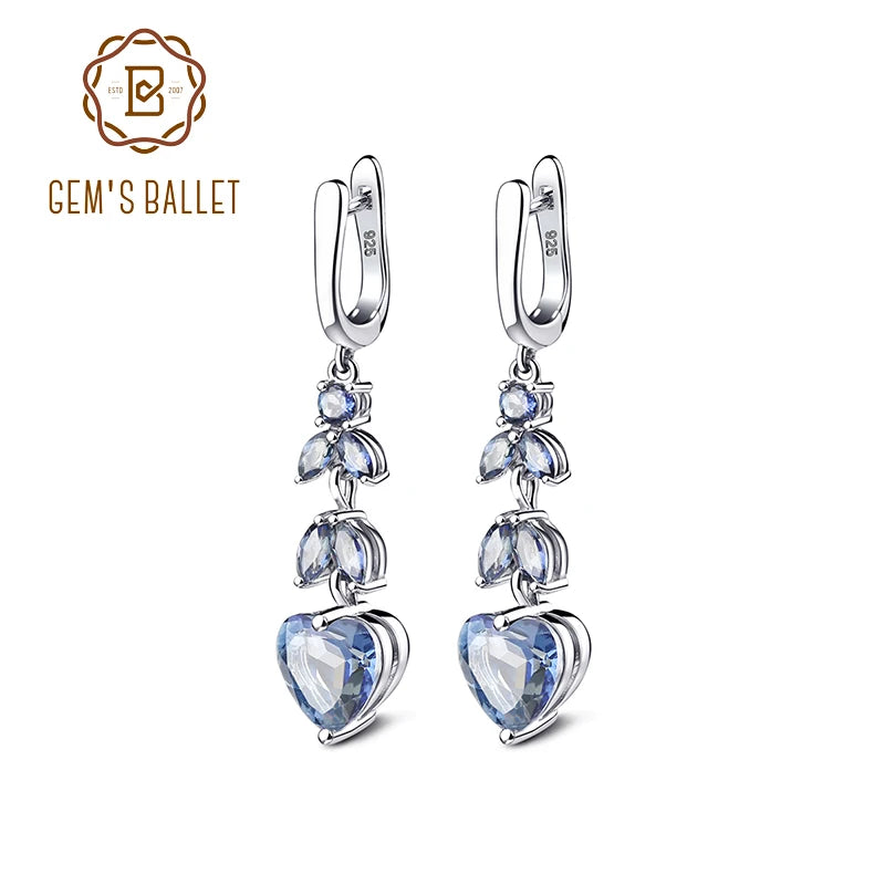 Gem's Ballet 7.88Ct Natural Iolite Blue Mystic Quartz Gemstone Drop Earrings 925 Sterling Silver Fine Jewelry For Women