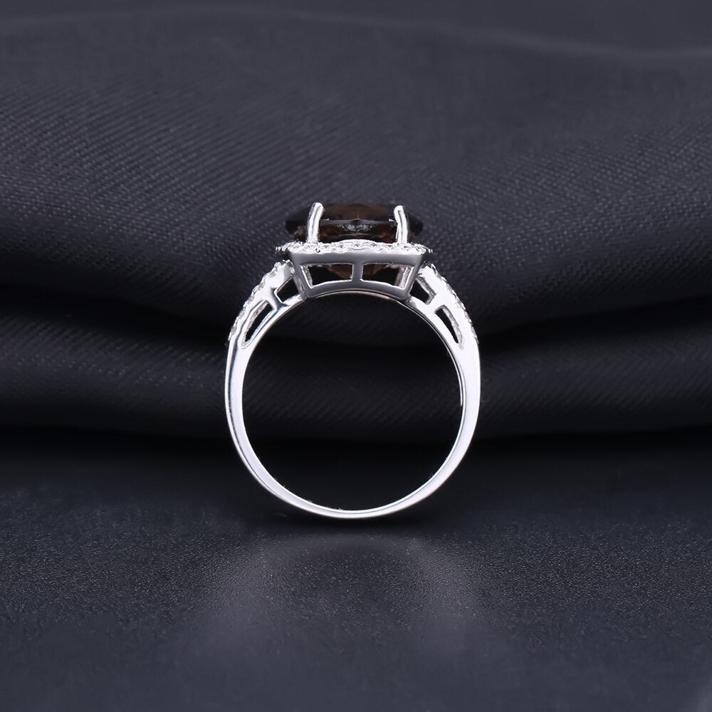 GEM&#39;S BALLET 925 Sterling Silver Earrings Ring Pendant Set Jewelry Natural Geometric Smoky Quartz Jewelry Set For Women Wedding