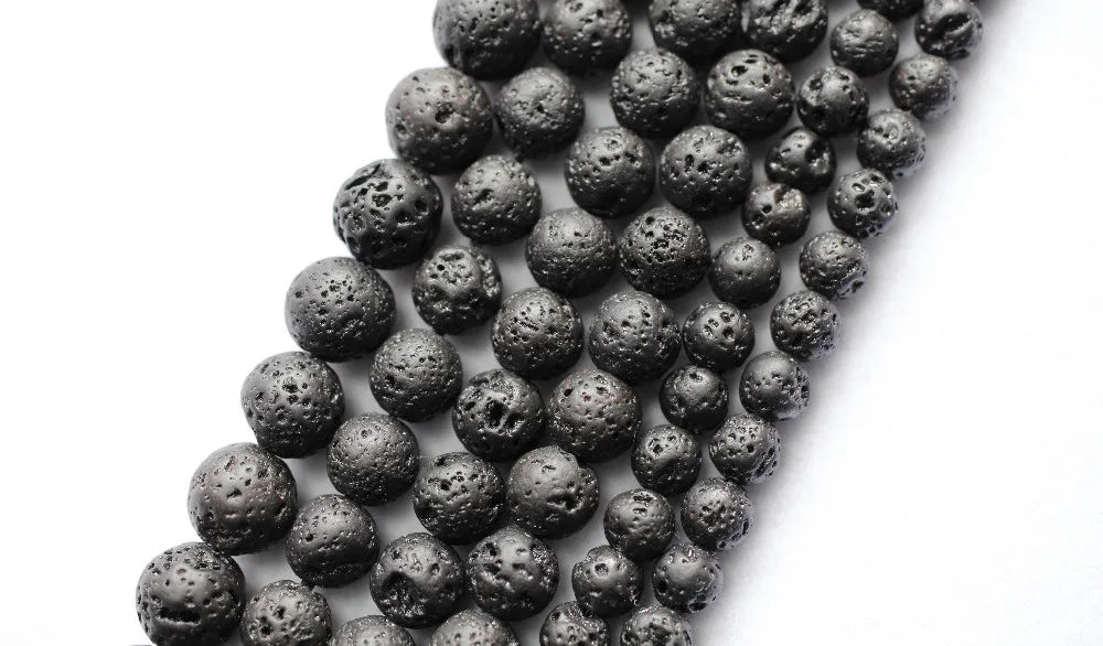 Natural black lava 6mm 8mm 10mm 12mm round volcanic loose beads for jewelry making or gift charms