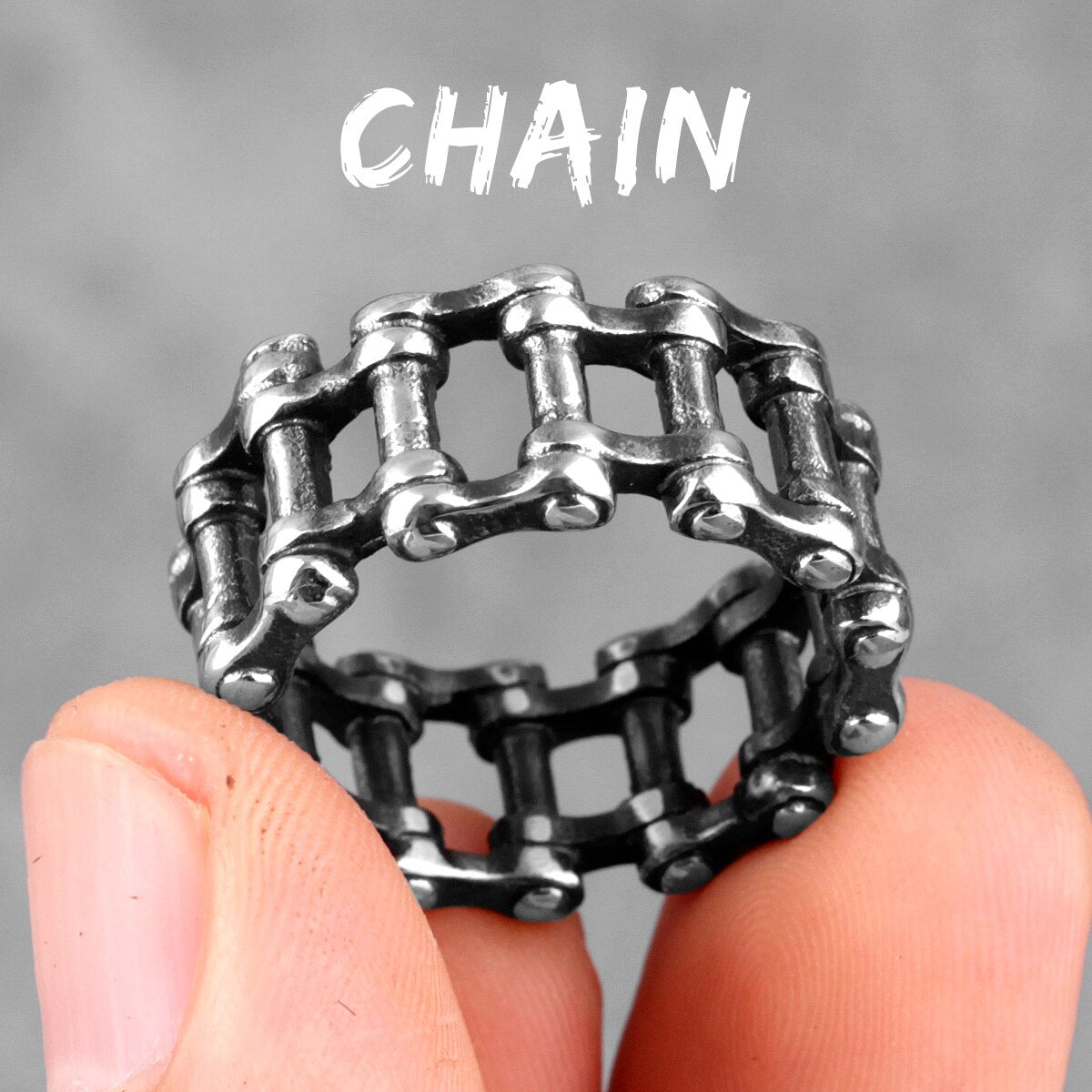 Industrial Style Mechanical Chain Stainless Steel Mens Rings Punk Hip Hop for Male Boy Biker Jewelry Creativity Gift