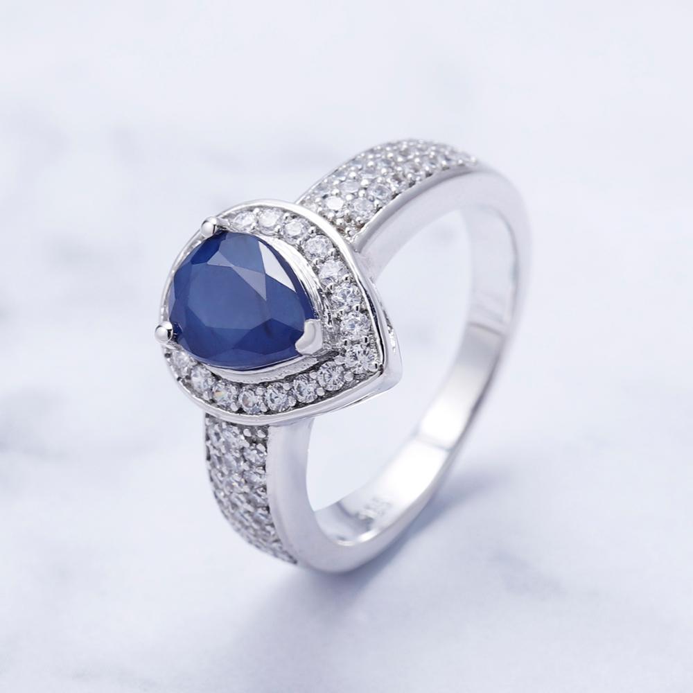 Gem&#39;s Ballet 1.29Ct Oval Natural Blue Sapphire Gemstone Wedding For Women 925 Sterling Silver 585 14K 10K 18K Gold Weddings Ring