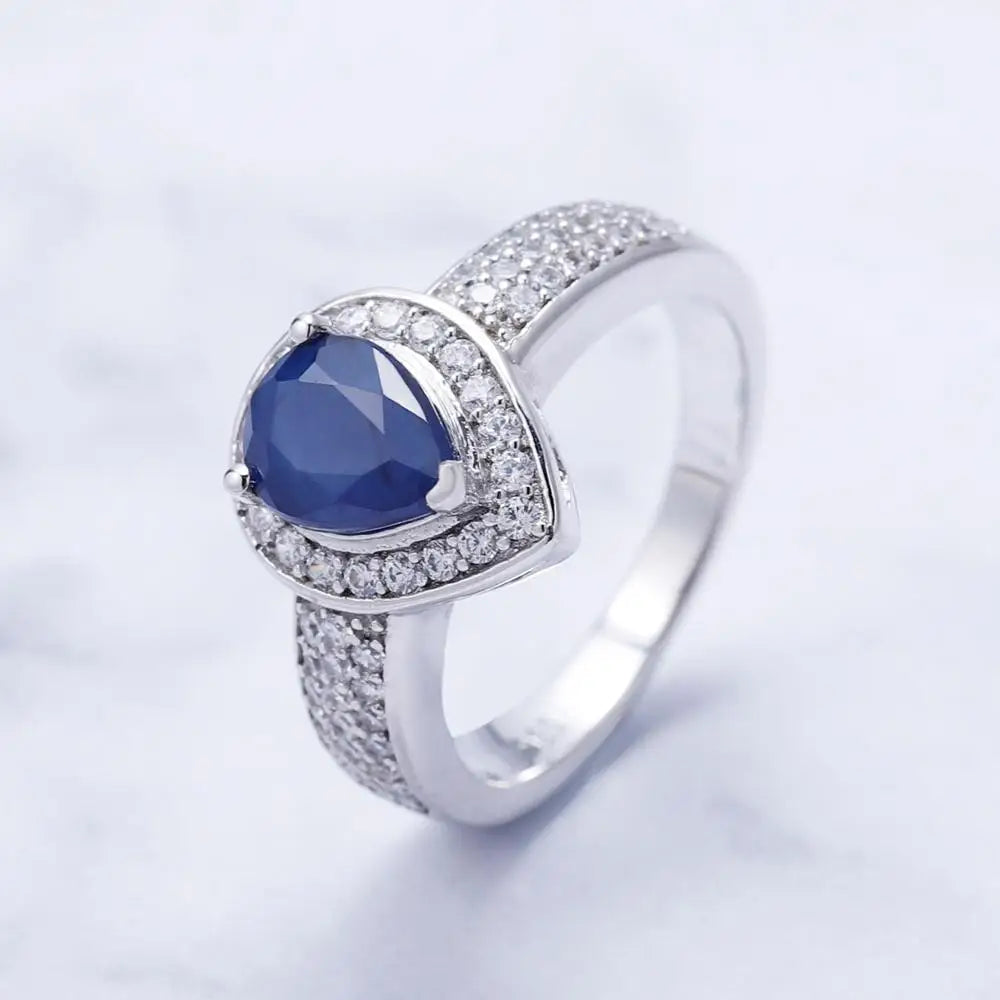 Gem's Ballet 1.29Ct Oval Natural Blue Sapphire Gemstone Wedding For Women 925 Sterling Silver 585 14K 10K 18K Gold Weddings Ring