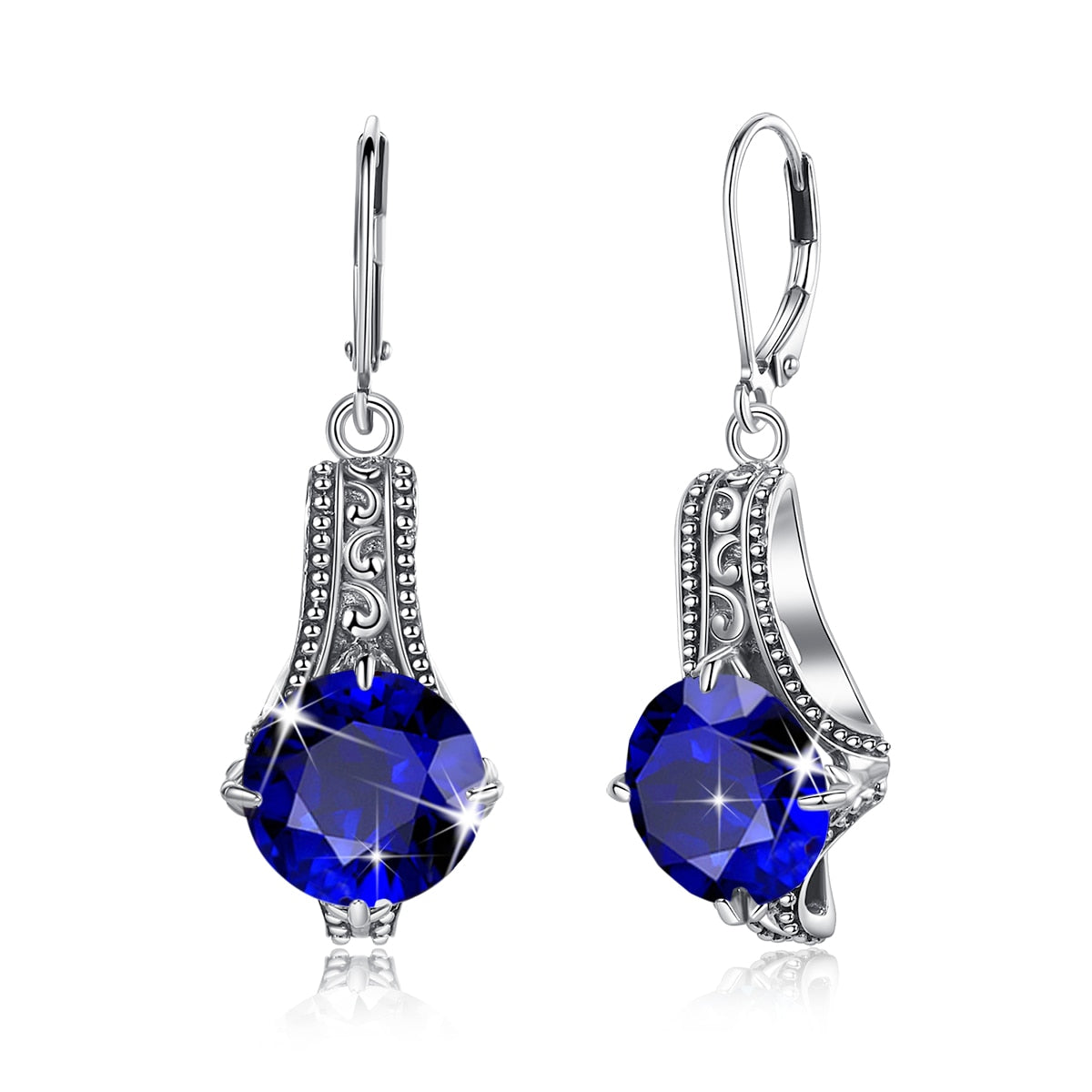 Szjinao High Quality Sterling Silver 925 Drop Earrings For Woman Sapphire Lever Backs Earring Anniversary Party Fine Jewelry Sapphire L Silver China