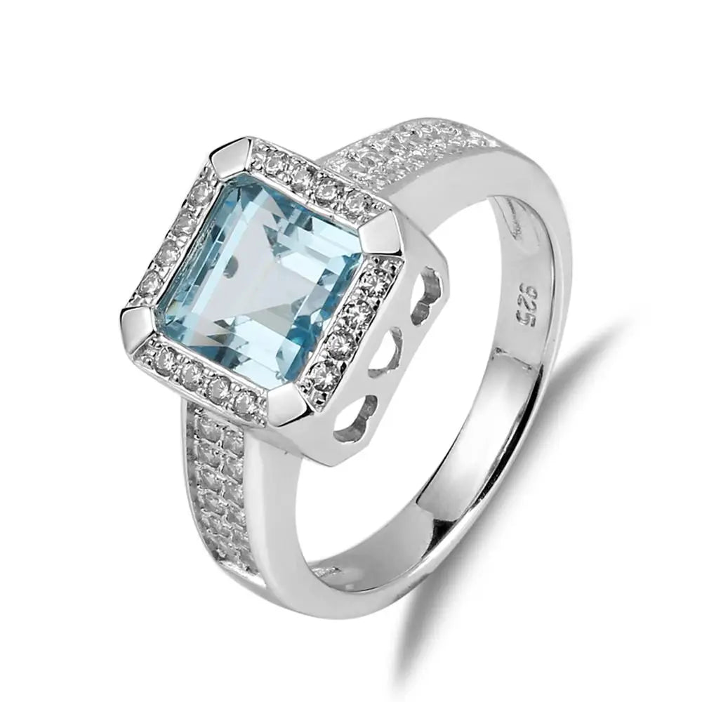 Gem's Ballet 2.2Ct Natural Iolite Blue Mystic Quartz Gemstone Vintage Rings Solid 925 Sterling Silver Fine Jewelry For Women Sky Blue Topaz CHINA