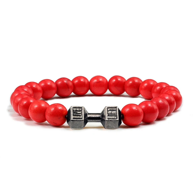 Black Weathered  Wristband Adjustable Barcelets For Women Men Beads Bracelet Dumbbell Mens Fashion Yoga Jewelry Original Bangles